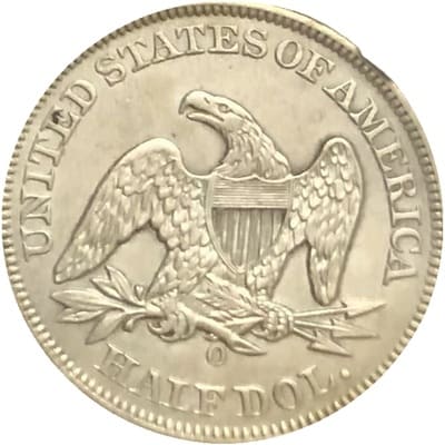 Obverse of US 1858 Half Dollar Value