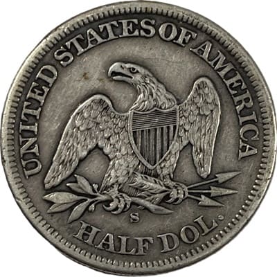 Obverse of US 1863 Half Dollar Value