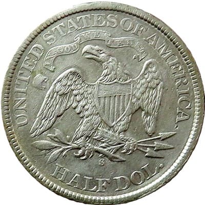 Obverse of US 1867 Half Dollar Value