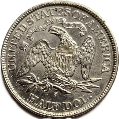 Obverse of US 1868 Half Dollar Value