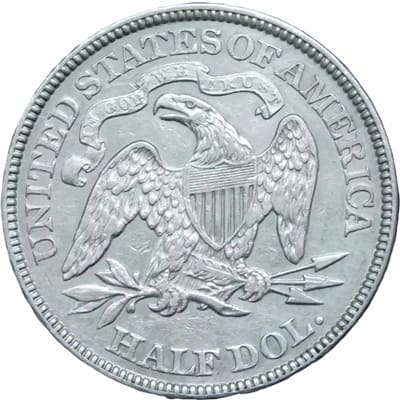 Obverse of US 1869 Half Dollar Value