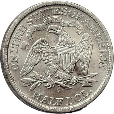 Obverse of US 1870 Half Dollar Value