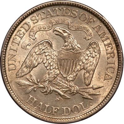 Obverse of US 1871 Half Dollar Value