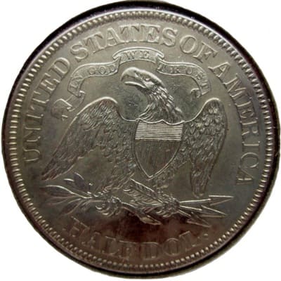 Obverse of US 1874 Half Dollar Value