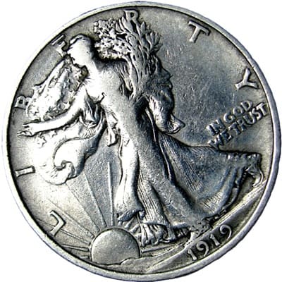 Obverse of US 1919 Half Dollar Value
