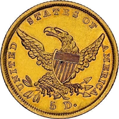 US 1838 Half Eagle $5 Value