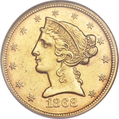 US 1868 Half Eagle $5
