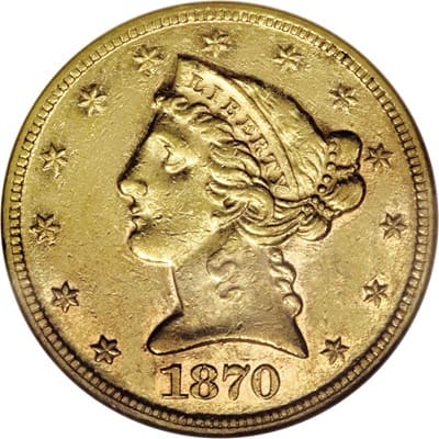 US 1870 Half Eagle $5