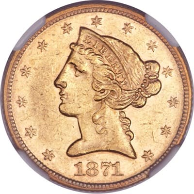 US 1871 Half Eagle $5