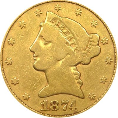 US 1874 Half Eagle $5