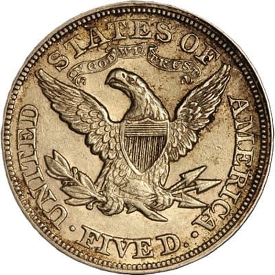 Obverse of US 1878 Half Eagle $5 Value