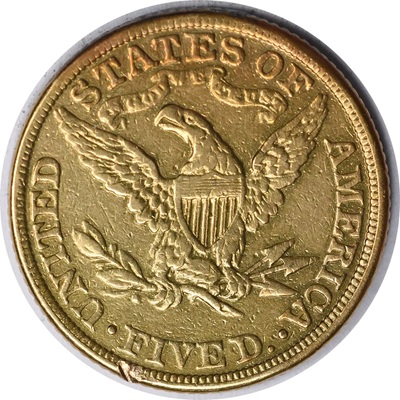 Obverse of US 1882 Half Eagle $5 Value