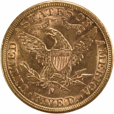 Obverse of US 1887 Half Eagle $5 Value