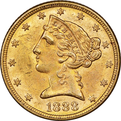 US 1888 Half Eagle $5