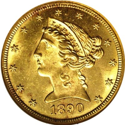 US 1890 Half Eagle $5