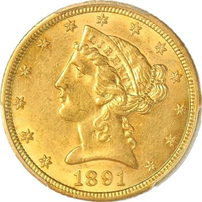 US 1891 Half Eagle $5