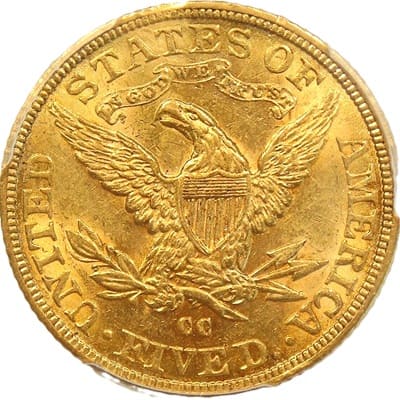 Obverse of US 1891 Half Eagle $5 Value