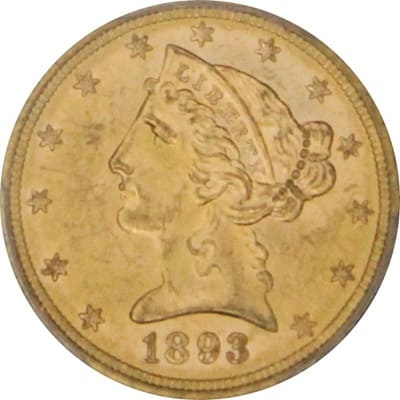 US 1893 Half Eagle $5
