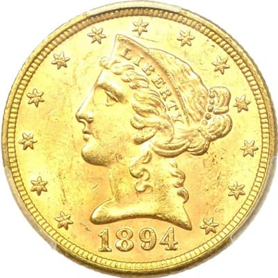 US 1894 Half Eagle $5