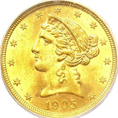 US 1905 Half Eagle $5