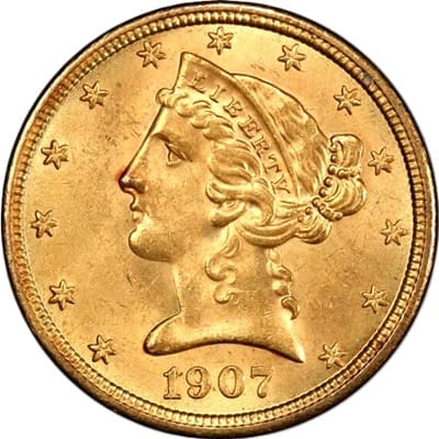US 1907 Half Eagle $5
