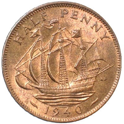 British 1940 Halfpenny Value