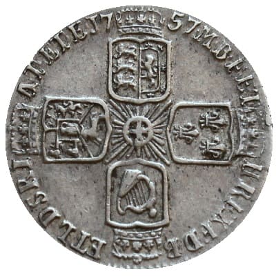 Reverse: British British 1757 Sixpence Value