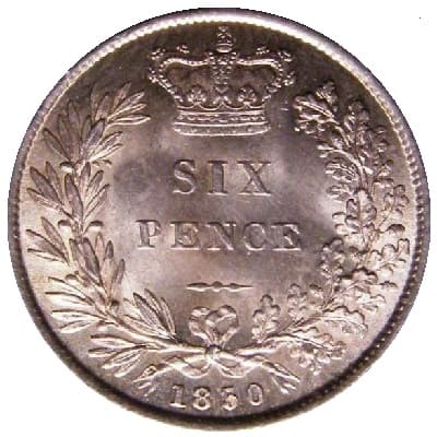 British 1850 Sixpence Value