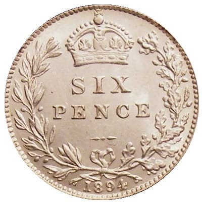 British 1894 Sixpence Value