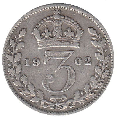 British 1902 Threepence Value