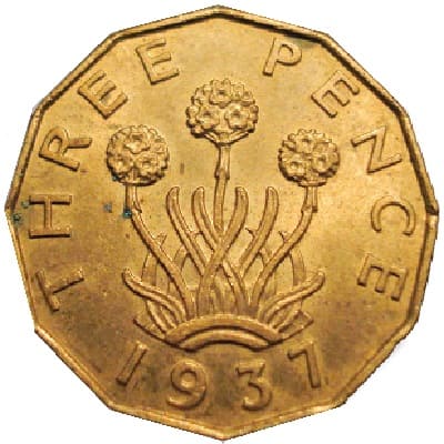 British 1937 Threepence Value