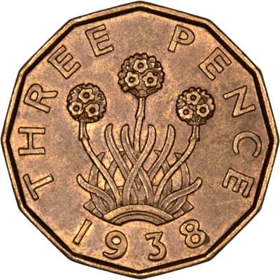 British 1938 Threepence Value