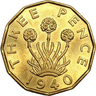 British 1940 Threepence Value