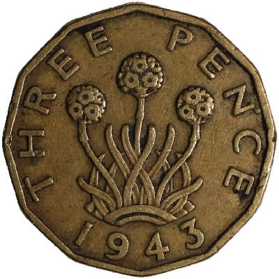 British 1943 Threepence Value