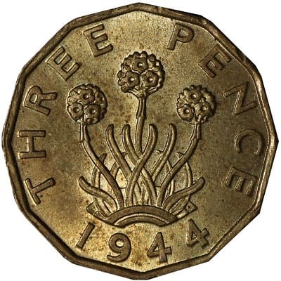 British 1944 Threepence Value