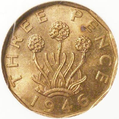 British 1946 Threepence Value