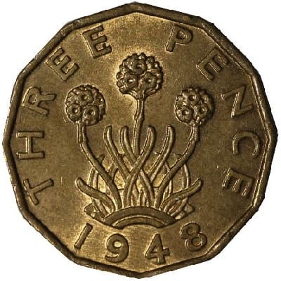 British 1948 Threepence Value