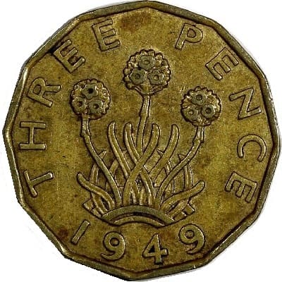 British 1949 Threepence Value