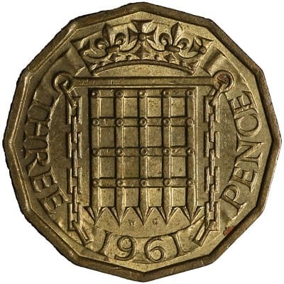 British 1961 Threepence Value