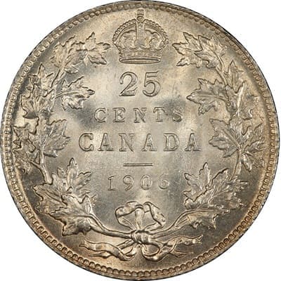 Canadian 1906 25 Cent Value