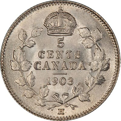 Edward VII 1903 Five Cent Value