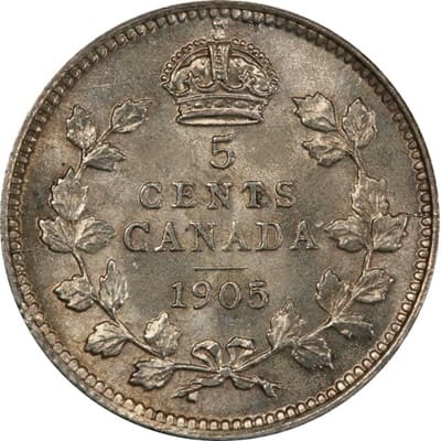 Edward VII 1905 Five Cent Value