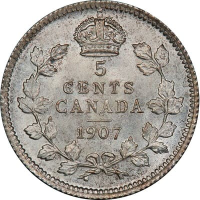 Edward VII 1907 Five Cent Value