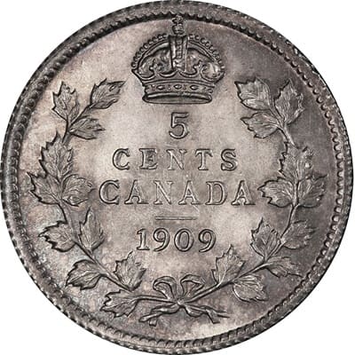 Edward VII 1909 Five Cent Value