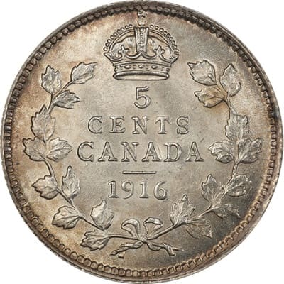 George V 1916 Five Cent Value