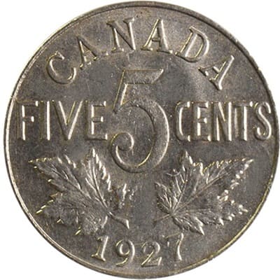 George V 1927 Five Cent Value