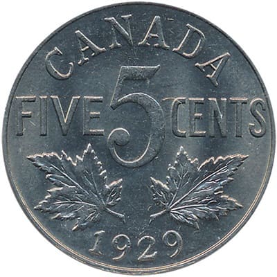 George V 1929 Five Cent Value