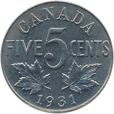 George V 1931 Five Cent Value