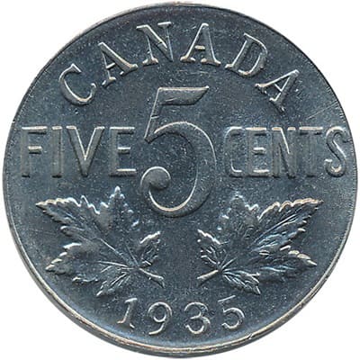 George V 1935 Five Cent Value