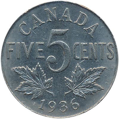 George V 1936 Five Cent Value